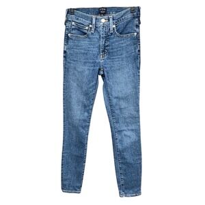 J. Crew Womens Size 24 9" Mid-Rise Skinny Jeans Stretch Whiskered Denim Blue